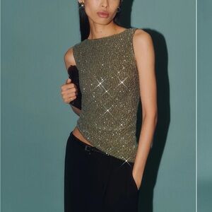Reformation Olive Glitter Sleeveless Tank